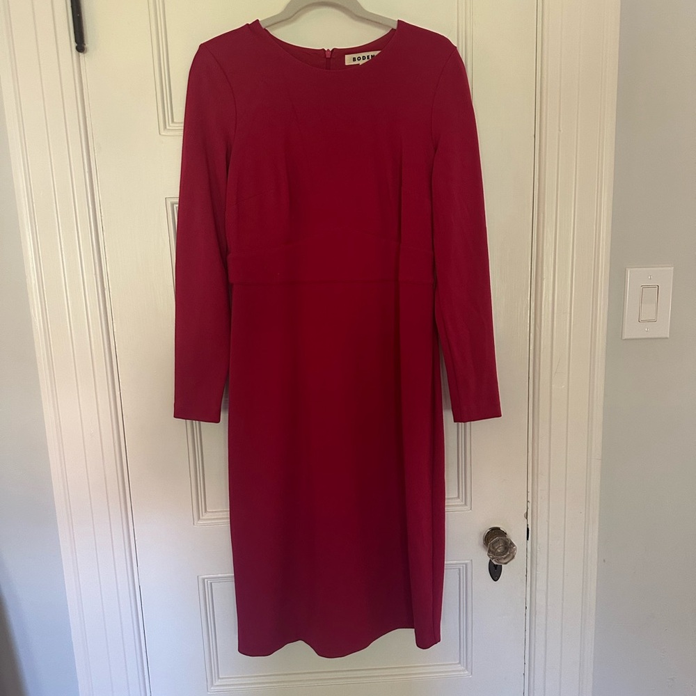 Boden Ponte Midi Dress in Cranberry